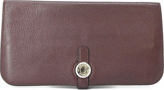 Herm&egrave;s Dogon Brown Taurillon Clemence Leather Long Wallet (Bi-Fold) (Pre-Owned)