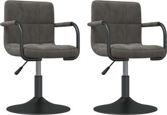 vidaXL Vidaxl - Sillas De Comedor Giratorias 2 Unidades Terciopelo Gris Oscuro