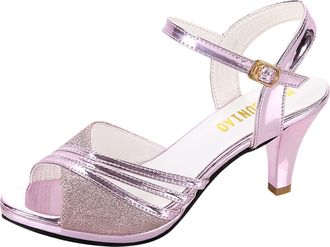 Generic High Buckle Strap Womens Sandals Heel Womens Toe Shoes Fashion Summer Womens Sandals, purple, 6 UK