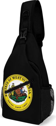 Generic West Virginia State Logo Mens Crossbody Chest Sling Bag for Travel Hiking Lightweight Shoulder Bags with Small Side