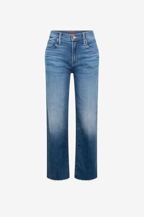 Mother Jeans mit geradem Bein aus Baumwolle The Mid Rise Rambler Zip Ankle Fray