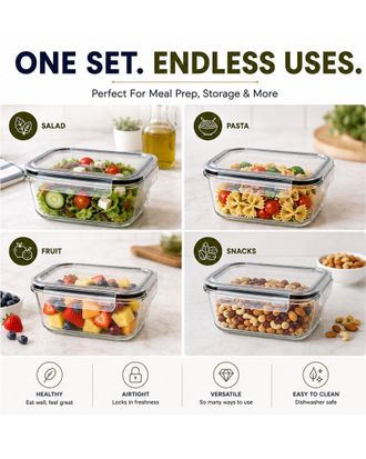 Sorbus 2-Pack Glass Food Storage Containers Lids