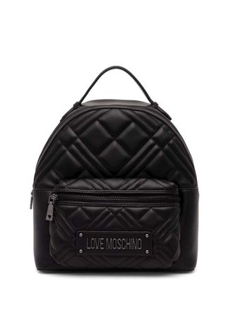 Love Moschino quilted logo lettering backpack - women - Polyurethane - OS - Black