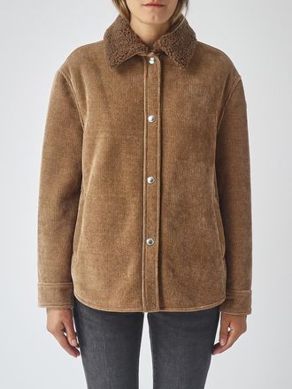 Colmar Cropped Corduroy Shirt Jacket with Fur Collar
