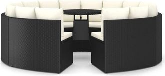 vidaXL 9 Pcs Set Sofas Of Garden W/ Vime Pe Preto Cushion