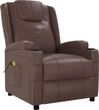 vidaXL Sill&oacute;n De Masaje Cuero Sint&eacute;tico Marr&oacute;n Vidaxl