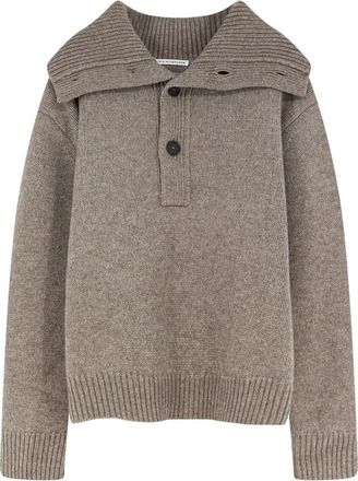STUDIO NICHOLSON Orena Sweater met knoopsluiting - Heren - Vesten - Bruin - S - Wol - Truien & Vesten