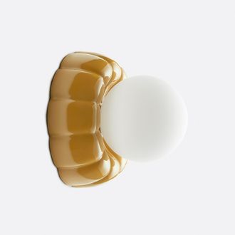 La Redoute Interieurs Wand- of plafondlamp, geribbeld, in keramiek en opaline glas, HOLI