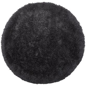 Beliani Beliani - Alfombra Peluda Negra De Pelo Largo Redonda 140 Cm Con Mechones De Algod&oacute;n Cide