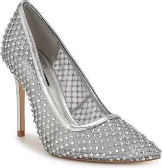 Nine West Fresh Pumps Womens Silver Mesh Rhinestone Stiletto Heel Hawk2734