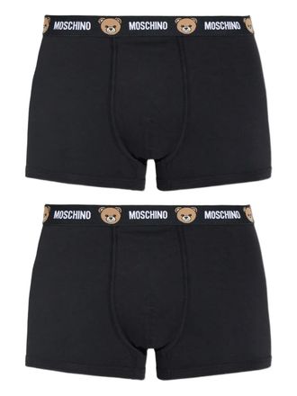 Moschino Boxer in cotone con logo teddy (2 pezzi) - Nero