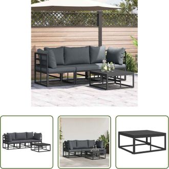 vidaXL vidaXL Cuscini da giardino - Set Divano da Giardino 4 pcs Nero Metallo