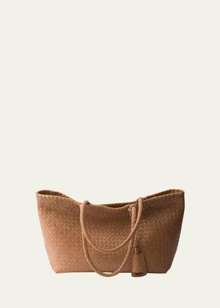 Prada Madras Woven Leather Tote Bag