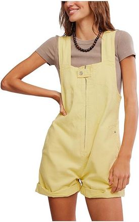 Free People We The Free Jude Shortalls Womens Shorts Sicilian Yellow : MD (Womens 8-10) 29, Cotton