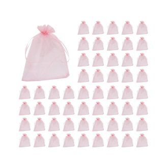 OEM Juego De 400 Bolsas Grandes De Organza Rosa, Estilo Rubor, 17x23 Cm, Bolsas De Regalo De Malla, Bolsitas De Joyer&iacute;a Con Cord&oacute;n Para Navidad Y Bodas