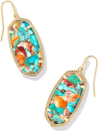 Kendra Scott Womens Elle Drop Statement Earrings In Bronzed Veined Turquoise Red Oyster