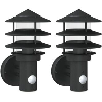 vidaXL Vidaxl - Apliques De Exterior Con Sensor 2 Uds Acero Inoxidable Negro