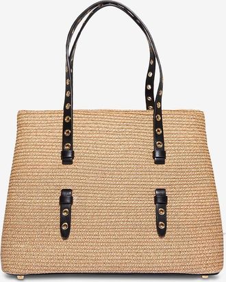 Alaia Bast-Shopper mit Leder und Nieten Mina 25