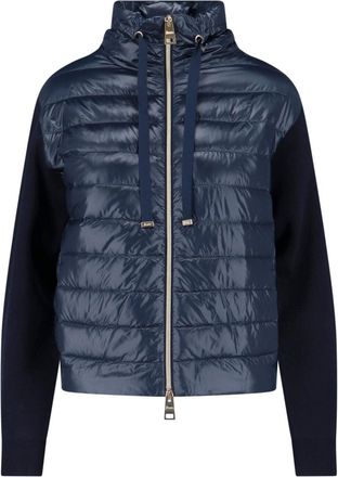 Herno Navy Padded Knit and Nylon Jacket