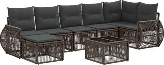 vidaXL Conjunto De Sof&aacute;s De Jard&iacute;n 8 Uds. Gris Y Gris Oscuro Vidaxl