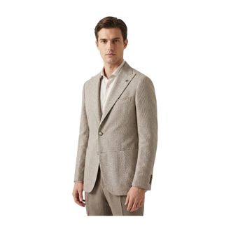 Tagliatore Blazers, male, Beige, Size: S Single-breasted Jacket