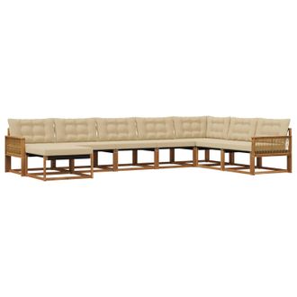 vidaXL Conjunto De Sof&aacute;s De Exterior Con Coj&iacute;n 8 Pcs Natural Y Beige Vidaxl