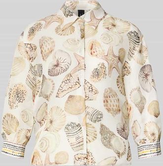 Marc Cain Bluse aus Leinen-Mix mit 3/4-Arm in Offwhite, Gr&ouml;&szlig;e 34