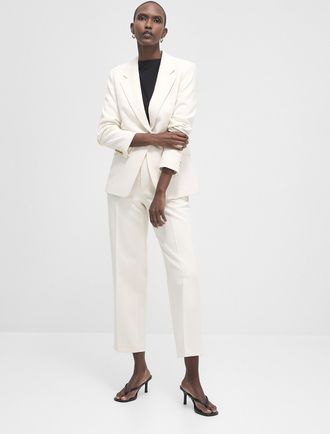 Contemporaine Womens Soft piqu&eacute;-textured Universal pant Fit: Semi-slim leg, mid rise