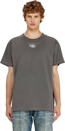 Diesel Light cotton T-shirt with metallic Oval D logo - T-Shirts - Man - Grey
