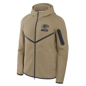 Nike Green Bay Packers Tech Fleece Windrunner Nike Mens NFL Full-Zip Hooded Jacket in Brown | 05L40IDH7T-GML