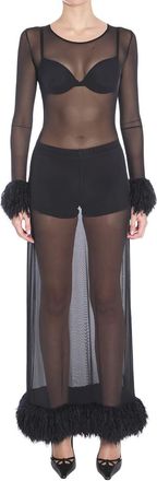 Marine Serre Black Transparent Round Neck Dress