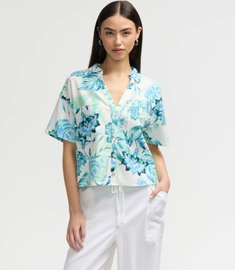 NVLT Womens Cropped Button Front Shirt
