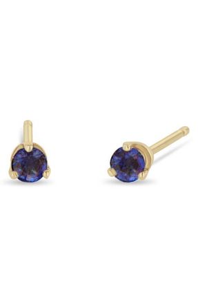 Zo&euml; Chicco 14K Gold Stone Stud Earrings in Yellow Gold/Blue Saphire at Nordstrom