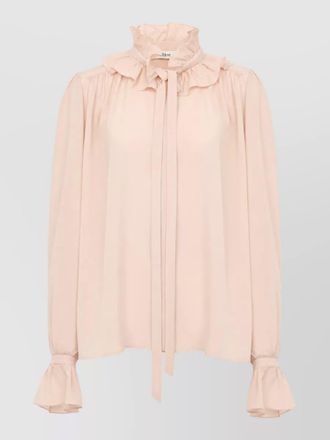 Chlo&eacute; silk ruffled high-neck blouse