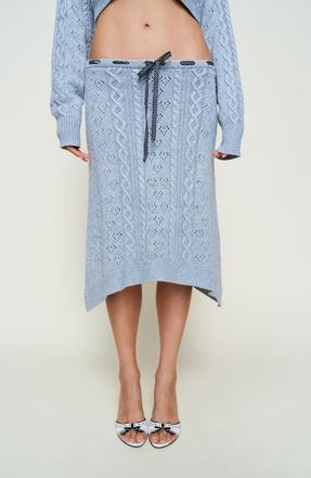 Guizio Noah Wool Cable Skirt in Heather Grey at Nordstrom, Size X-Small