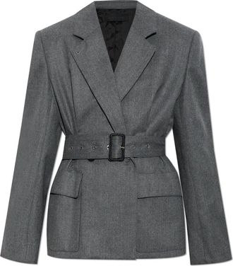 Lanvin Wol blazer met riem - Dames - Blazers - Grijs - S - Wol - Jassen