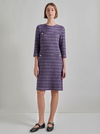 Misook Metallic Accent Tweed Knit Shift Dress