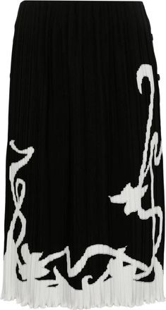 Lanvin Geplooide Lange Rok - Dames - Midirokken - Zwart - M - Leer - Rokken