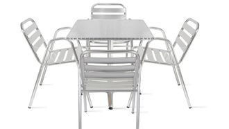 Oviala Mesa de jard&iacute;n bistr&oacute; cuadrada y 4 sillas de aluminio