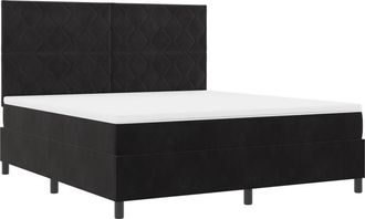 vidaXL vidaXL Box Spring Bed with Mattress & LED Black 180x200 cm Velvet