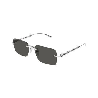 Gucci Gg 2154S 001 Zonnebril - Heren - Zonnebrillen - Grijs - 56 MM - Nylon - Accessoires