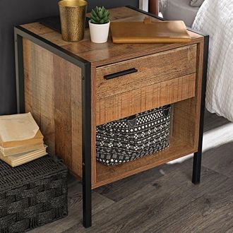 Netfurniture Hector Bedside Cabinet Distressed Oak Effect in Light Oak