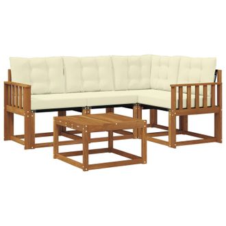 vidaXL Conjunto De Sof&aacute;s De Exterior Con Coj&iacute;n 5 Pcs Natural Y Crema Vidaxl