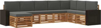 vidaXL Conjunto De Sof&aacute;s De Exterior 8 Uds. Natural Y Antracita Vidaxl