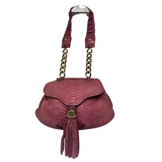 Armani Pre-owned Leather Handbag - Dames - Pre-owned - Paars - Maat: ONE Size Leer