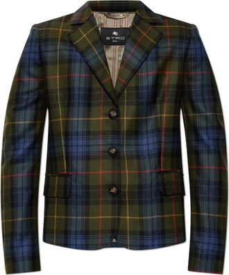 Etro Wolblazer met ruitpatroon - Dames - Blazers - Veelkleurig - M - Wol - Jassen