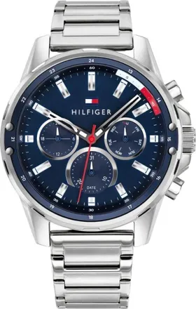 Tommy Hilfiger Accessoires, Heren, Grijs, ONE Size, Sports Round Watch