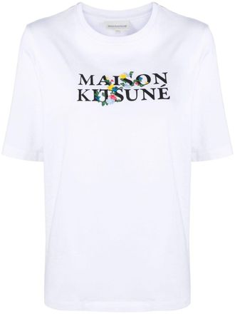 Maison Kitsun&eacute; logo-print cotton T-shirt - White