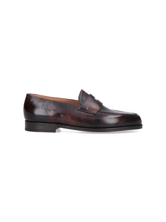 John Lobb Distinguished Cut-Out Detail Brown Leather Lopez Loafers