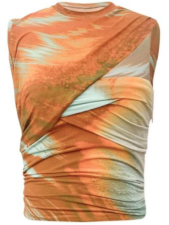SIMKHAI Terra marble-print top - women - Viscose/Spandex/Elastane - S - Yellow
